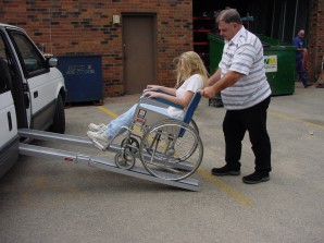 Van wheelchair ramps should be seven feet or less for disabled parking.