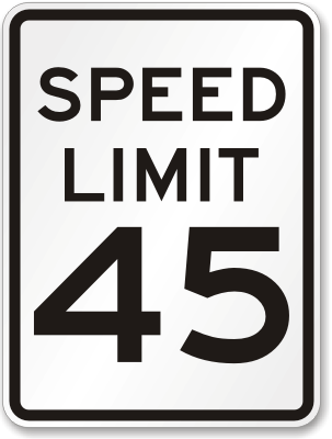 Speed Limit 45 MPH Sign