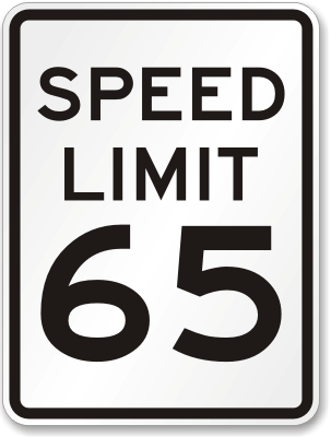 Speed Limit 65 MPH Sign