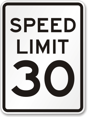 Speed Limit 30 MPH Sign