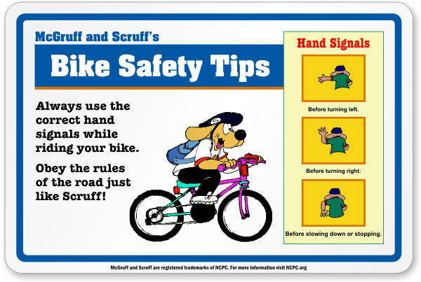 Bike Safety Tips (Hand Signals) McGruff Sign