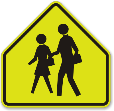 Children Crossing Symbol Fluorescent Diamond Grade School Sign