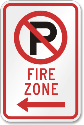 Fire Zone Parking Sign (no parking symbol )