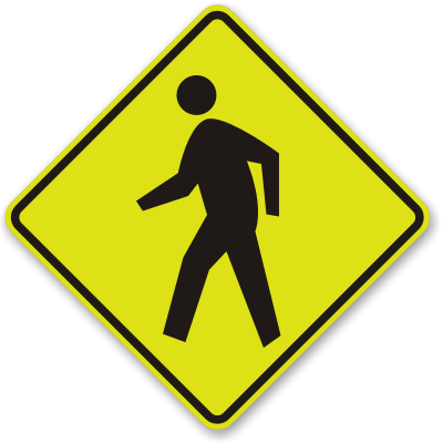 Pedestrian Crossing Symbol Fluorescent Diamond Grade School Sign