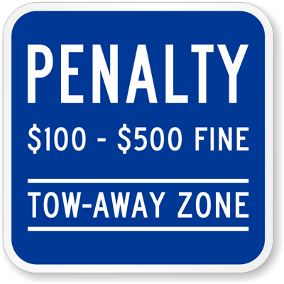 Tow Away Zone, Virginia Handicap Supplementary Sign