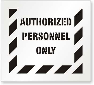 Authorized Personnel Only Stencil - Floor Stencils, SKU - ST-0316