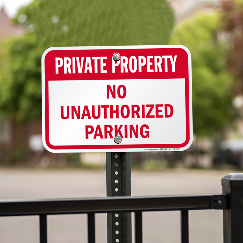 Private Property No Unauthorized Parking Sign, SKU K1155
