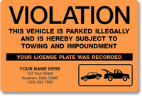 Vehicle Parked Illegally Subject to Towing Stickers