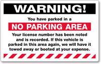 Warning No Parking Area Sticker