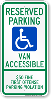 Alabama Reserved ADA Parking, Van Accessible Sign