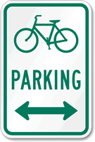Bicycle (Symbol) Parking (bidirectional arrow) Aluminum Sign