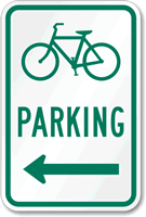 Bicycle (Symbol) Parking (left arrow) Aluminum Sign