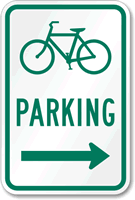 Bicycle (Symbol) Parking (right arrow) Aluminum Sign