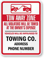Custom Tow Away Zone Sign (Ohio)