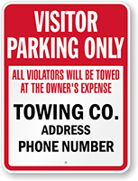 Custom Tow Away Visitor Parking Only Sign (Washington)