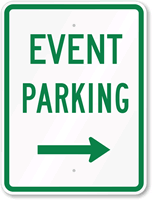 Event Parking With Right Arrow Sign