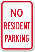 No Resident Parking Sign