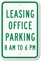 Office Parking 8 AM To 6 PM Sign