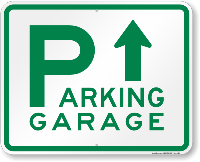 Parking Garage with Up Arrow Sign