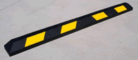 Parking Lot Wheel Rubber Stop, Yellow Reflective Strips