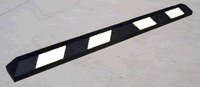 Parking Lot Wheel Stop, White reflective strips