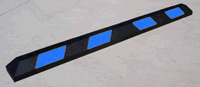 Parking Lot Wheel Rubber Stops, Blue Reflective Strips