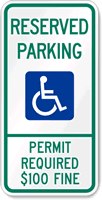 Reserved Parking Permit Required Fine Sign