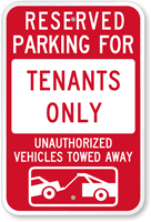 Reserved Parking For Tenants Sign with Tow Graphic