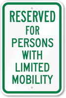 Reserved Parking For Persons With Limited Mobility Sign