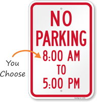 No Parking, 8:00 AM To 5:00 PM Sign