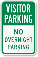 Visitor Parking No Overnight Parking Sign
