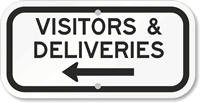 Visitors & Deliveries Left Arrow Sign