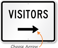 Visitors with Left Arrow Sign