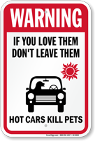 Warning Dont Leave Dog In Car Sign