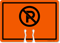 No Parking Symbol Cone Top Warning Sign