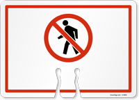 No Pedestrians Pictorial Cone Top Warning Sign