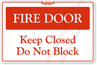 Fire Door Do Not Block Sign