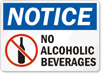 Notice No Alcoholic Beverages Sign