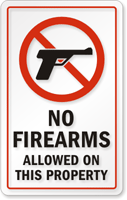No Firearms Allowed on Property Sign