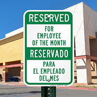 Bilingual Reserved For Employee Of The Month Signs