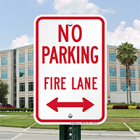 Fire Lane Sign With Bidirectional Arrow