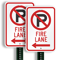 Fire Lane Parking Signs (left arrow symbol )