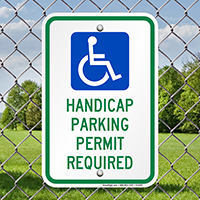 Handicapped Parking Permit Required Signs (with Graphic)