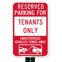 Reserved Parking For Tenants Signs with Tow Graphic