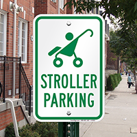 Reserved Stroller Parking With Graphic Signs