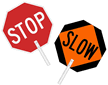Stop: Slow Double Sided Sign w/ PVC Handle
