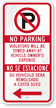 No Parking Violators Towed Sign with Left Arrow
