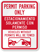Bilingual Permit Parking Only Sign