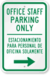 Bilingual Office Staff Parking with Right Arrow Sign