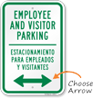 Bilingual Employee Visitor Parking with Bidirectional Arrow Sign